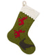 Hand Felted Wool Christmas Stocking - Red Reindeer on Green - ARCADIA HOME